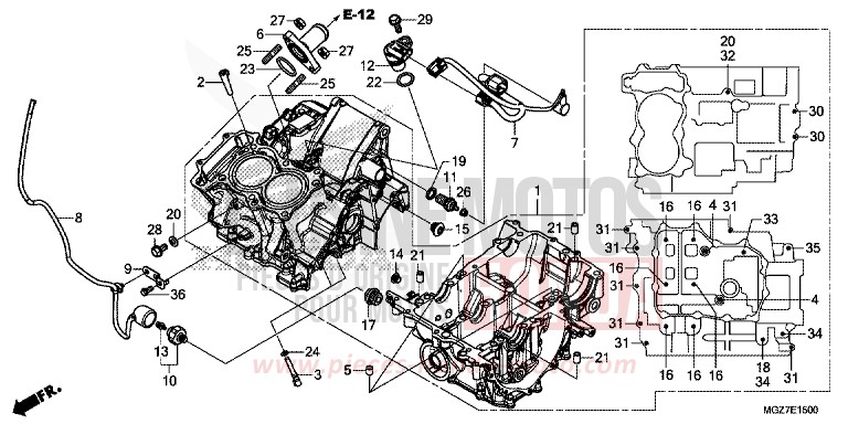 CRANKCASE for CB500X ABS CANDY RUBY RED (R4) from 2014
